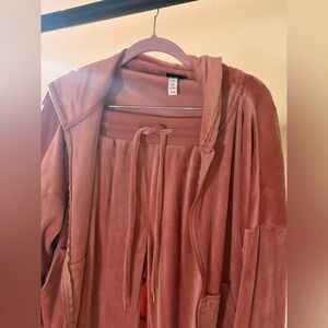 Felina Velour Tracksuit Set | Zip Hoodie & Joggers | Dusty Rose | Size M